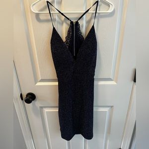 Navy blue sparkle dress.